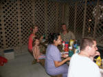 Diane, Alana, George; Sandra & David picnic by the pool.