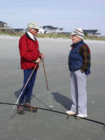 Ski poles & a fishing pole make for good conversation.