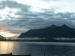 A gradual golden glow glistens on Lake Quinault 5:41 a.m. 