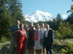 Joe, Ruth, Mother, Tim & Amber, Anita, Jay, and Daddy. After 3 days, our first clear glimpse of the snowy colossal and a White River Valley view ends our visit on a high note.