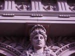 Facade detail at Germany's oldest university, founded by elector Ruprecht I in 1386. One in five Heidelberg residents is a university student.