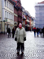 Joe at the market place ending the pedestrian zone, where we visited the Church of the Holy Ghost.