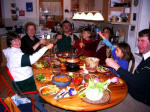 Joe photographs Ruth, Rita, Hans-Werner, Simon, Jutta, Hanna, & Manfred enjoying our special Fondue.